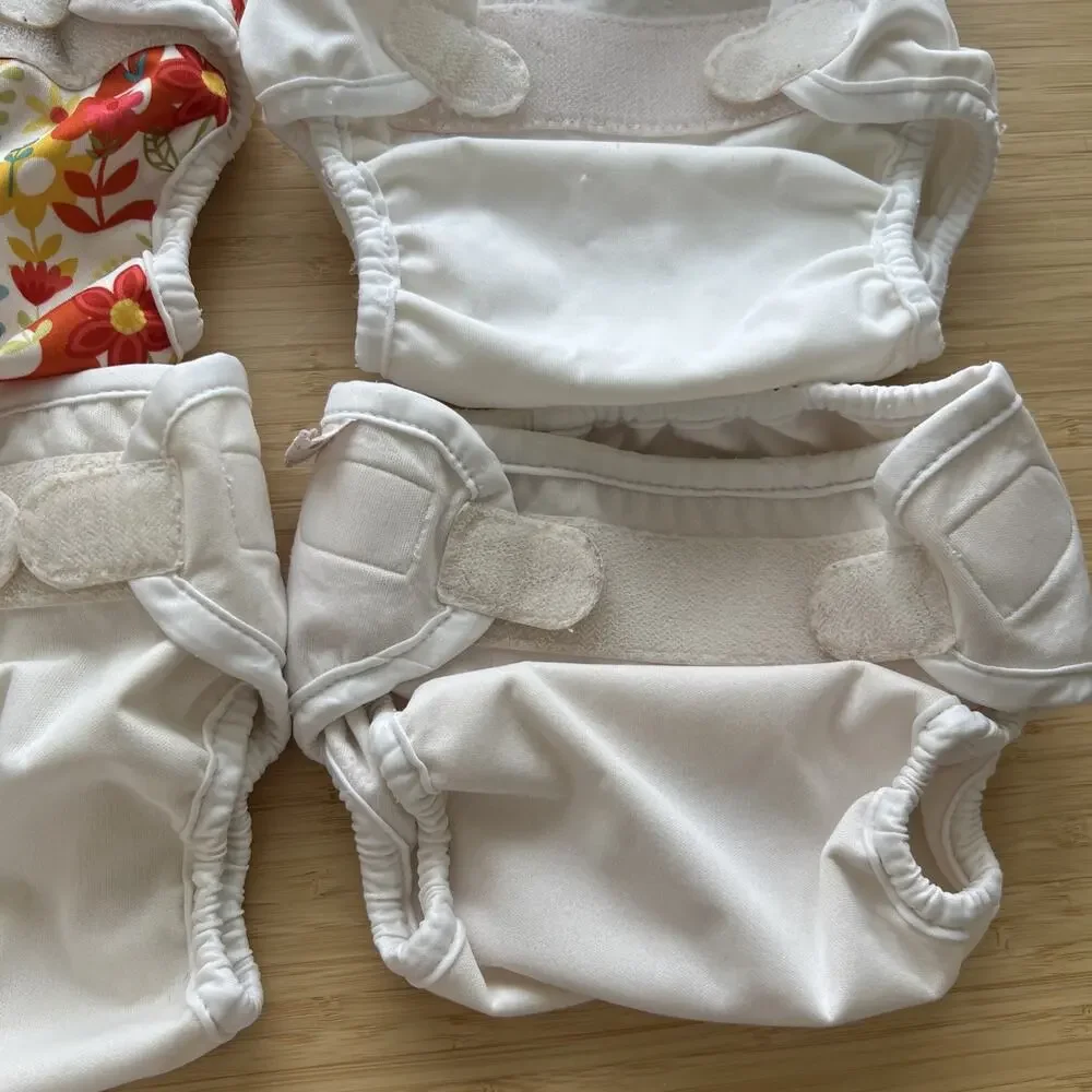 Lot of 6 Bummis Super Whisper Wrap Size M 15-30 Pounds Diaper Cover White Floral